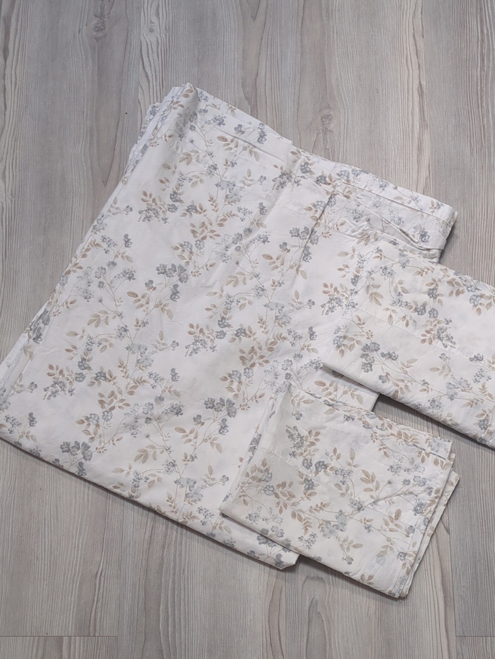 Laura Ashley Full Flat Sheet 2 Pillowcases 3 Piece Blue Floral Cottagecore Cotto
